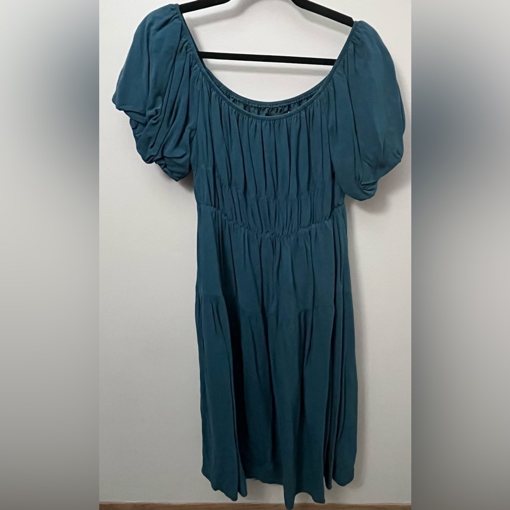 Chic Short Sleeve Teal Dress